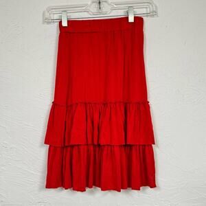 Sonia Rykiel Enfant Red Tiered Mini Skirt Pull On Girls 10 Ruffled Luxury